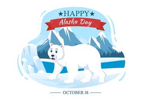 Happy Alaska Day On October 18 Hand Drawn Cartoon Flat Illustration