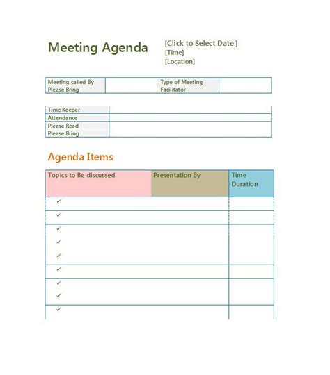 effective meeting agenda templates  template