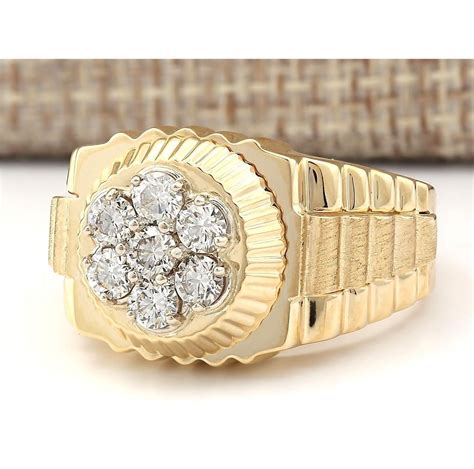 100 Ctw Natural Mens Rolex Diamond Ring 14k Solid Yellow Gold