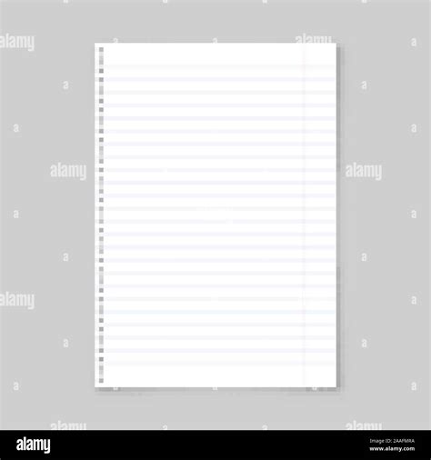 Realistic Blank Lined Paper Sheet With Shadow In A4 Format Isolated On