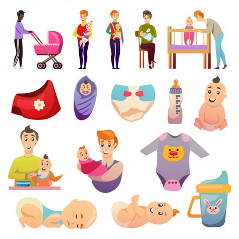 Free Fathers Parental Leave Orthogonal Icons Free Vector Nohatcc