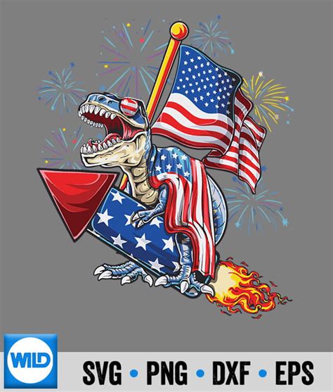 4th Of July T Rex Dinosaur Patriotic American Flag Firework Svg 4th Of