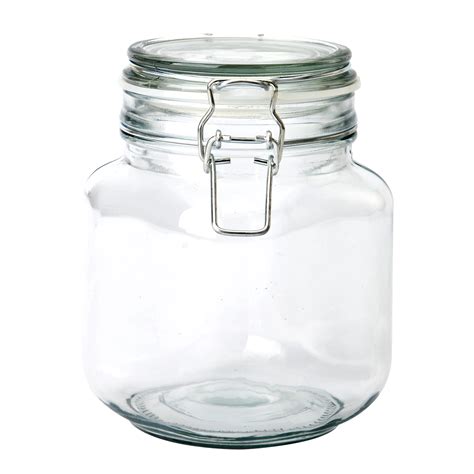 Mainstays Kitchen Storage 38 Ounce Clear Glass Lock Lid Jar Home And Garden