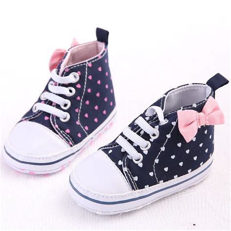 1 Pair Dots Heart Autumn Lace Up First Walkers Sneakers Shoes Toddler