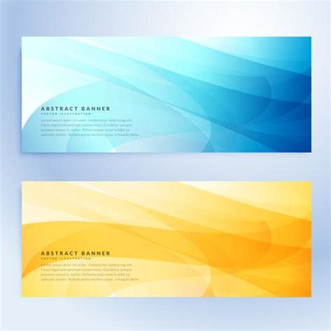 abstract banners set in blue and yellow color - Download Free Vector
