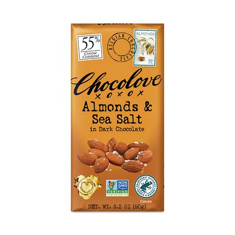 Almonds And Sea Salt Dark Chocolate Bar 55 Cocoa Thrive Market
