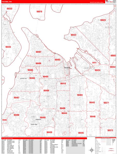 Tacoma Washington Zip Code Maps Red Line