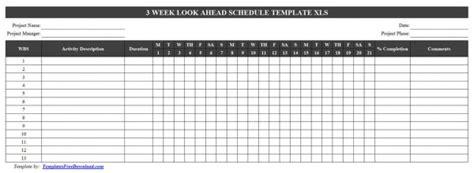 Free 2 Week Look Ahead Schedule Template Xls Construction