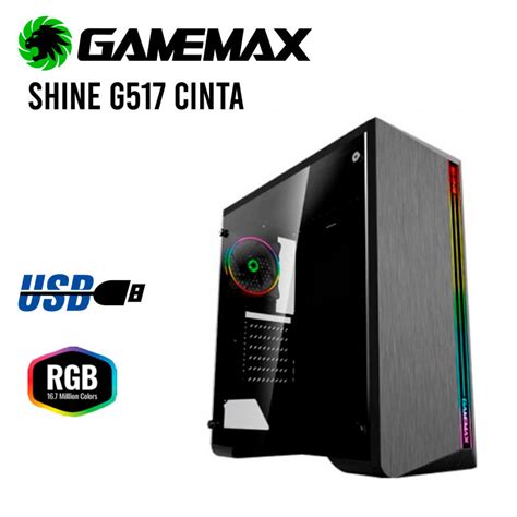 CASE GAMER GAMEMAX SHINE G517 CINTA S FUENTE V TEMP RGB Moncase Computer