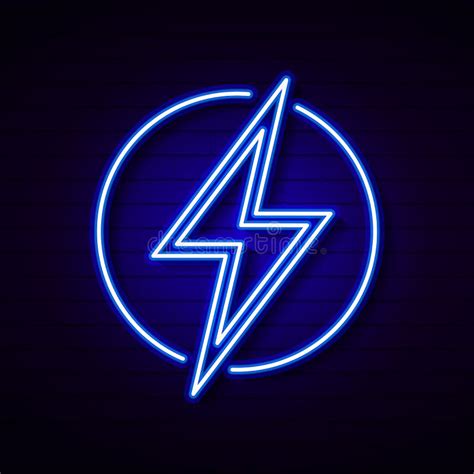 Neon Sign Of Lightning Signboard On The Background Vector Stock Vector