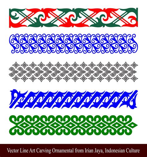Vector Line Art Carving Ornamental from Irian Jaya, Indonesian Culture