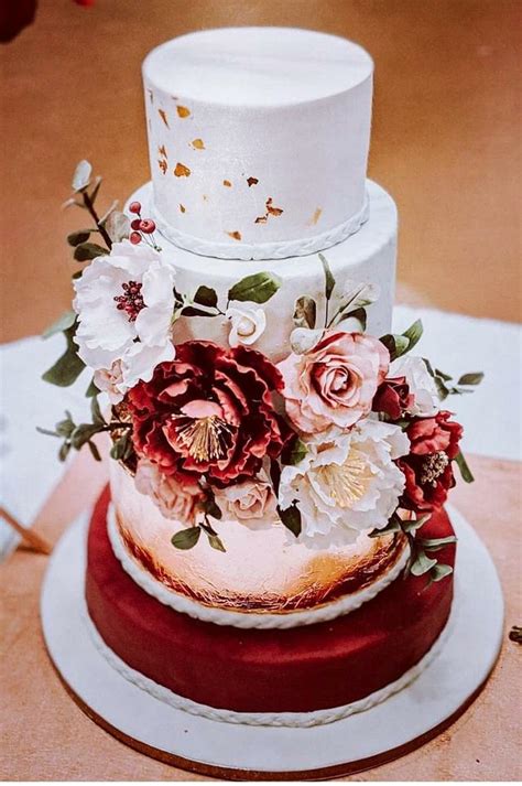Burgundy And Rose Gold Wedding Cake Decorated Cake By Cakesdecor