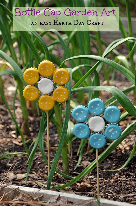 Recycle Bottle Caps Into Painted Metal Petals And Plant On Wooden