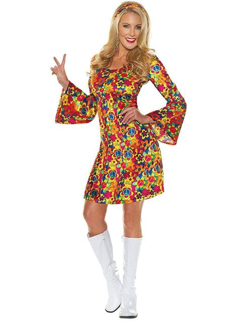 Rainbow Flower Hippie Womens Costume 70 S Hippie Costume For Women