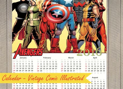 Avengers Calendar Annual 2016 Printable By Ennergisshop