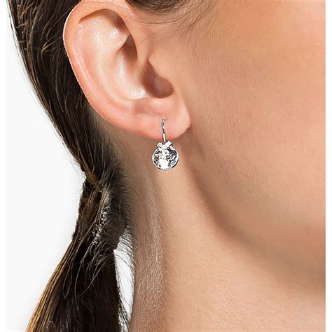 Bella V Pierced Earrings White Rhodium Plated