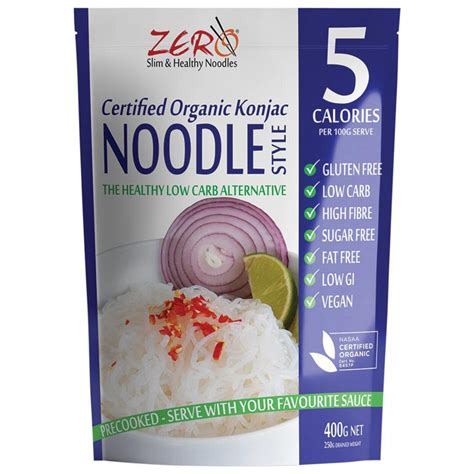 Zero Slim And Healthy Certified Organic Konjac Noodles Style 400g In 2022 Konjac Noodles