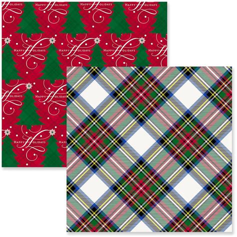 White Plaidchristmas Trees Christmas Wrapping Paper Rolls Pack Of 2