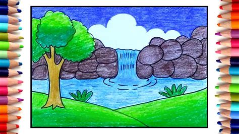 How to draw scenery step by step will teach you how to draw different types of scenery and create your wonderful drawing. How to draw easy scenery for kids, Waterfall scenery ...
