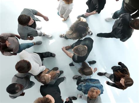 Top View Groups Of Diverse Young People Moving Towards Each Other