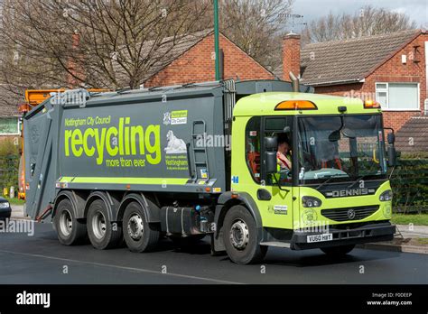 Waste Collection Lorry Working In Nottingham England Stock Photo Alamy