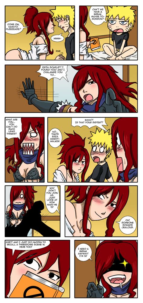 Rule 34 Crossover English Text Erza Knightwalker Erza Scarlet Fairy Tail Female Human Male