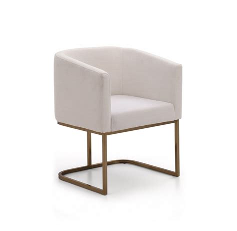 Upholstered chairs are made with simple and fashionable design. Modrest Yukon Modern White Fabric and Antique Brass Dining ...