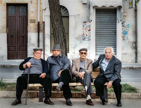 Old Men Caltagirone Sicily Sicilian Men Men On Bench Photograph Men