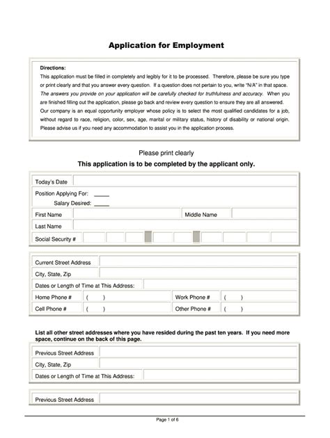 Employment Application Template Fill Online Printable Fillable Blank Pdffiller