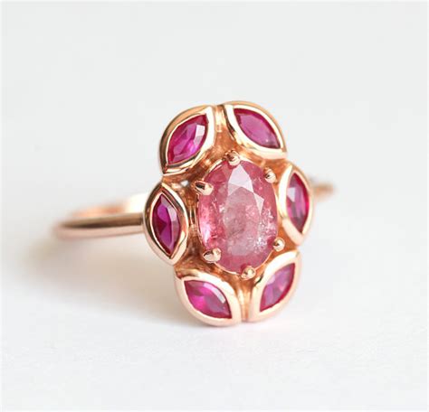 Peach Cluster Hot Pink Ring By Capucinne 