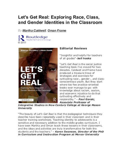 Pdf Let S Get Real Exploring Race Class And Gender Identities In The Classroom Martha