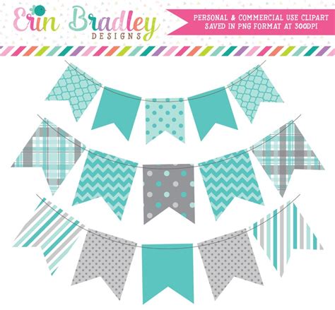 Blue And Gray Bunting Clip Art Instant Download Commercial Use Etsy