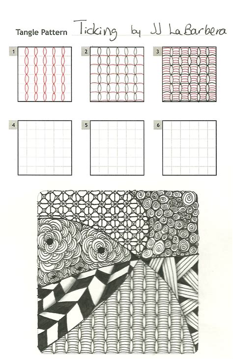 If you are unsure how to start your zentangle, a good idea is to this is a simple design which young children or beginners will have not a problem trying to draw. Tinker Tangles: New Pattern: Ticking