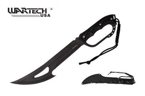 Machete Wartech Black Gut Hook Blade Hand Guard Tactical Survival