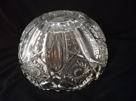 Large Vintage Clear Crystal Cut Glass Serving Fruit Bowl 8 Diameter