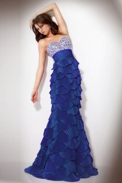 Unique Mermaid Sweetheart Tiered Beaded Royal Blue Prom Dress With