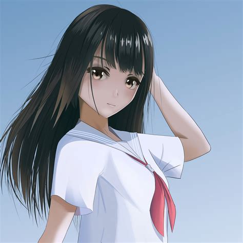 2048x2048 Cute Anime School Girl 5k Ipad Air Hd 4k Wallpapers Images