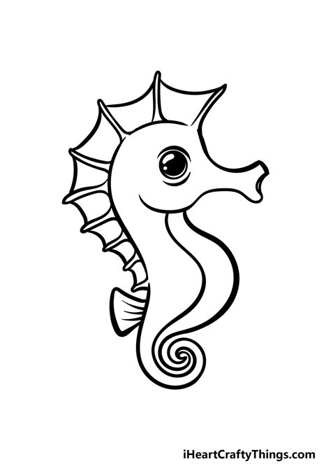 Learn How To Draw A Cartoon Seahorse Easy Step By Ste