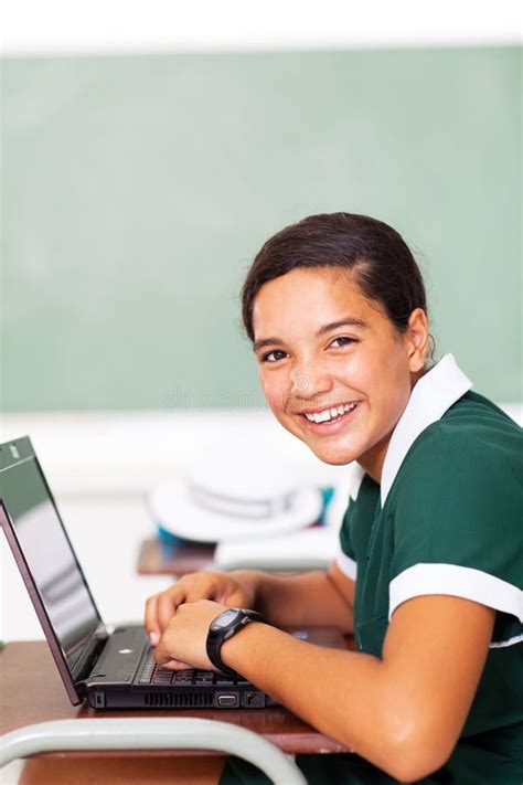 Student Using Laptop Stock Image Image Of Indoors Middle 30525837