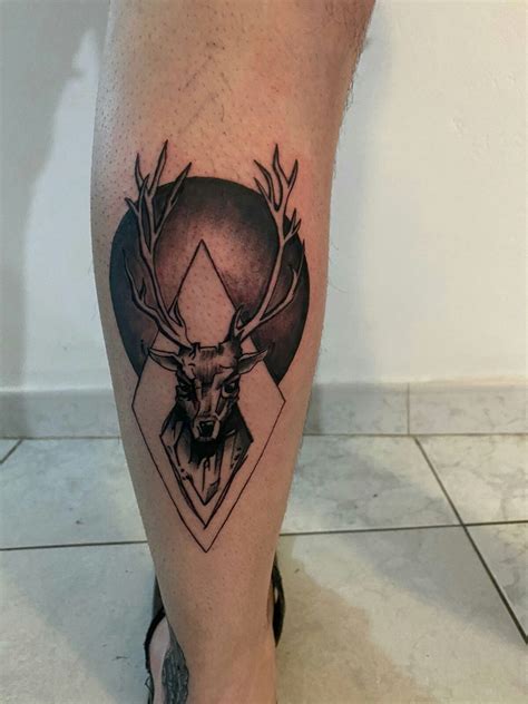 Deer Geometric Tattoo🦌 Geometric Tattoo Tattoos For Guys Calf Tattoo