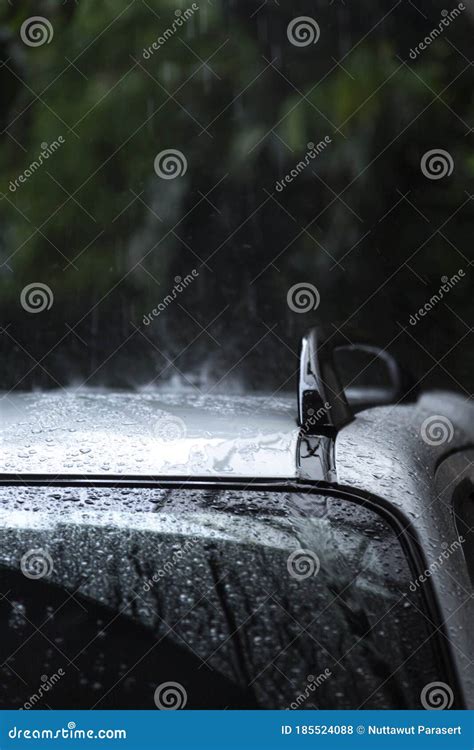 Rain Water Drop Of Rain On Roof Car With Outdoor Background Stock Photo Image Of Clean