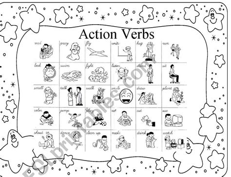 Action Verbs Worksheets For Kindergarten