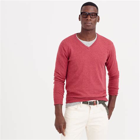 Jcrew Red Tall Cotton Cashmere V Neck Sweater For Men Lyst