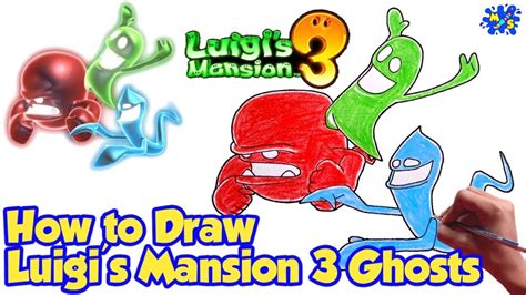How To Draw Luigis Mansion Ghosts Easy Step By Step Drawing Youtube