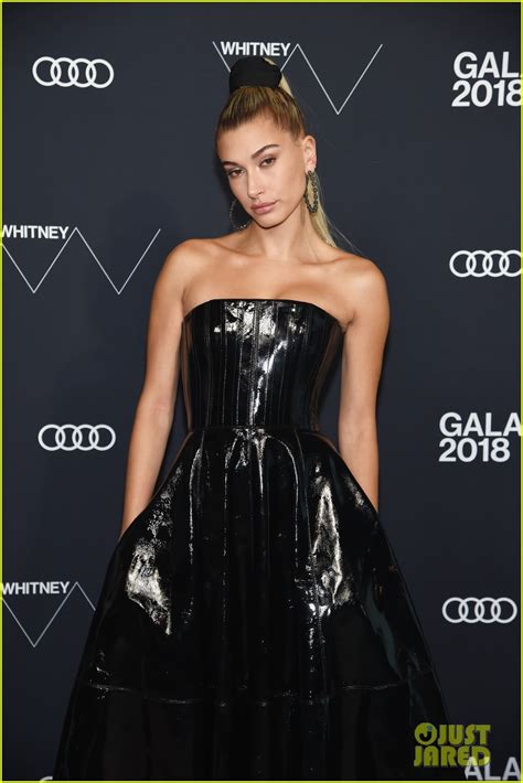 Hailey Baldwin Looks Sleek In Black Leather Dress At Whitney Gala 2018