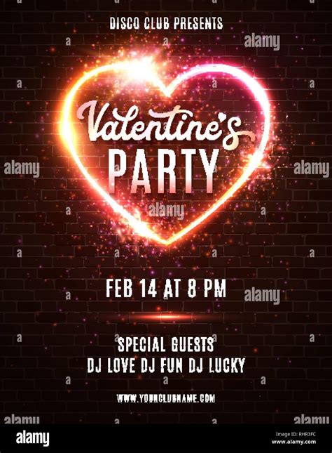 Valentines Day Party Poster Flyer Design Template Stock Vector Image