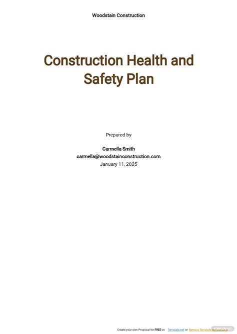 Construction Health And Safety Plan Template