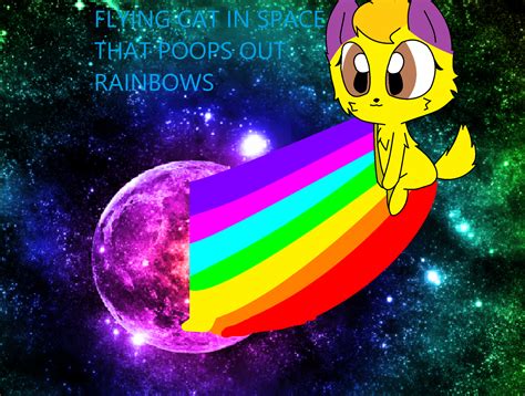 Flying Cat In Space That Poops Out Rainbows By Izam Eme On Deviantart