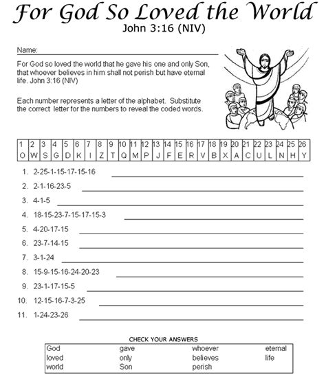 God So Loved The World Decoder Puzzle Bible Lessons For Kids