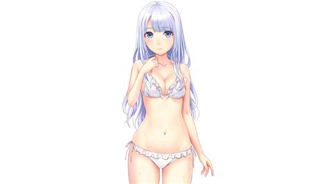 Wallpaper Long Hair Anime Girls Blue Hair Blue Eyes Bikini